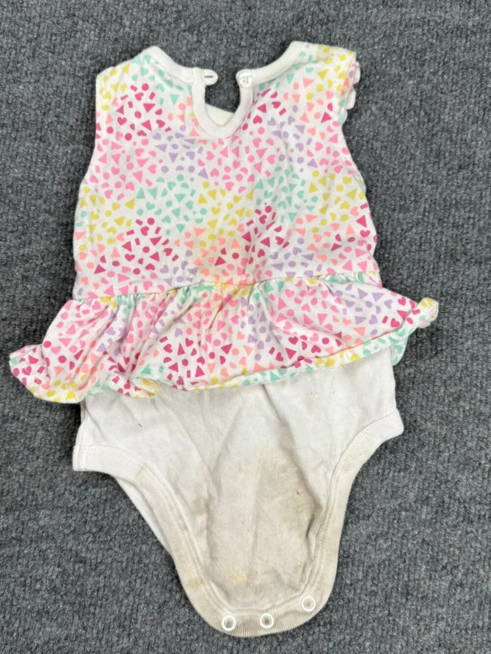 Garanimals Infant Girls 6-9M Ruffle Dress Onesie Cotton Fabric Stains